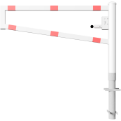 Swiveling gates | for casting in concrete, hot-dip galvanized and white coated with red reflecting stripes | total width: 1500 mm | with Euro profile cylinder lock